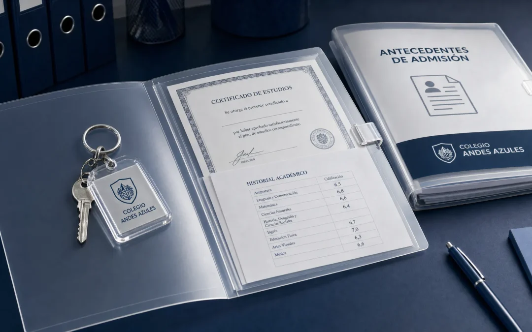 Una llave institucional abre una carpeta con registros oficiales y sugiere verificar el RBD de un colegio.